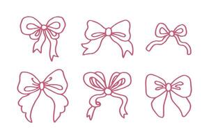 Sketchy Curvy Bow Ribbon Set vector