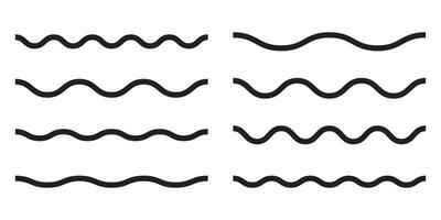 Wave line icon set vector