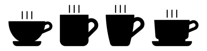 Cup of tea and coffee icon set vector