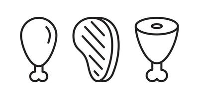 Food meat line icons vector