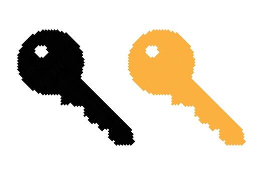 Two pixel keys icons different colours vector