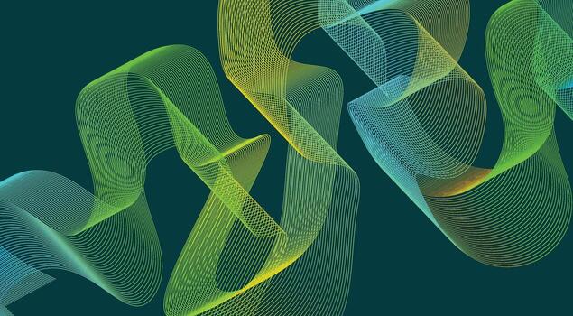 Abstract Blend Lines Wavy Curved Background Green Cyan Colorful Gradient Design Illustration vector