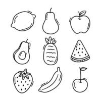 Fruit icons set in line style vector