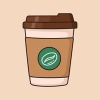 flat cup of coffee to go drink illustration vector
