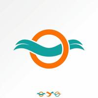 wings ribbon type inside initial O font vector
