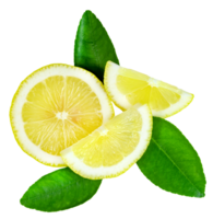 Lemon slice with leaf isolated png