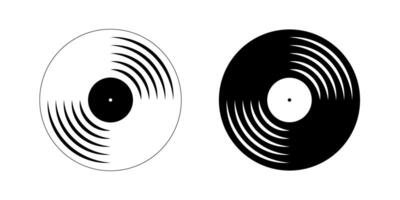 Vinyl disc icons. Gramophone music records. Turntable LP or long play music disks isolated on white background. DJ equipment. 70s 80s discotheque nostalgia concept. graphic illustration vector