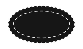 Oval shape with zigzag borders and stitch line. Empty price, discount, sale offer, coupon, promo code tag template. Speech bubble, message or text box layout. graphic illustration vector