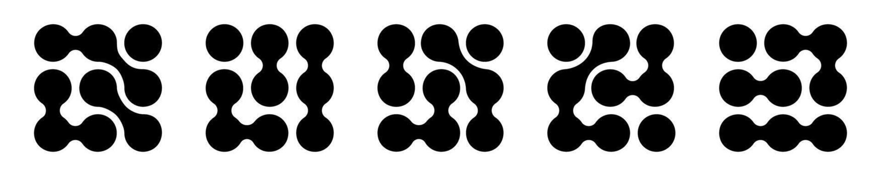 Metaballs figures. Circuit elements. Connected liquid drops, organic blobs or amorphous shapes background. Cells, neurons or molecules isolated on white background. graphic illustration vector