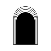 Concentric arch frame in trendy y2k, art deco or bohemian style. Geometric archway shape isolated on white background. Portal, door, gate or window arc silhouette. graphic illustration vector
