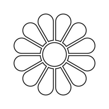 flor diagramas con núcleo y 12 pétalos tarta gráfico dividido en igual doce segmentos en hoja formas aislado en blanco antecedentes. floral modelo para datos presentación. gráfico ilustración vector