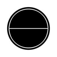Black circle divided into 2 fractions. Round shape cut in two equal parts. Pill icon. Circular diagram, statistic wheel, business chart isolated on white background. graphic illustration vector