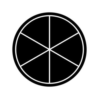 negro circulo dividido dentro 6 6 fracciones aislado en blanco antecedentes. redondo forma cortar en seis igual partes. sencillo circular diagrama, estadística rueda, negocio cuadro. gráfico ilustración vector