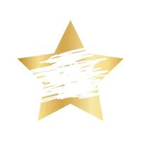 Gold scratch card surface in star shape. Winner lottery, sale coupon, jackpot scratchcard template with worn texture. realistic illustration vector