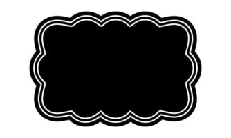 Rectangle shape with scallop edges. Geometric form with wavy borders. Empty text box, tag or label isolated on white background. graphic illustration vector