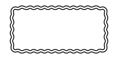 Double rectangle frame with scalloped edges. Rectangular shape with curvy borders. Empty text box or speech bubble, tag or label isolated on white background. graphic illustration vector