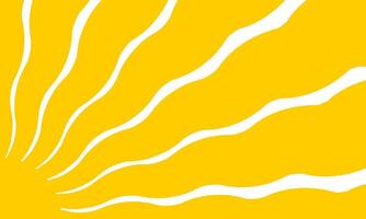 Sun with wavy rays coming out of corner. Sunburst, sunrise or sunset poster in trendy groovy style. Summer theme wallpaper. Modern psychedelic print. Good vibes concept. flat illustration vector