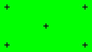 Greenscreen template. Green background with tracking black cross marks. Chromakey technology to add visual effects or VFX in footage during movie post-production phase. flat illustration vector