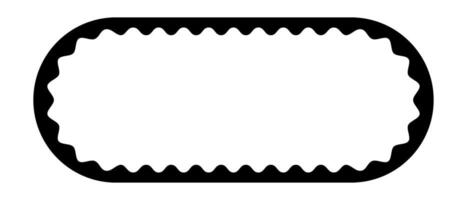 Oval frame with wavy edges. Rectangular shape with scalloped borders. Banner, empty text box, speech bubble, tag or label element. graphic illustration vector