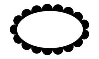 Oval frame with scalloped borders. Empty elliptic tag, label, sticker or box template with wavy edges isolated on white background. Picture or mirror framework. graphic illustration vector