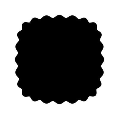 Shape of square with rounded corners or squircle with wavy borders. Simple geometric form isolated on white background. Scalloped design element, label, tag or box. graphic illustration