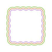 Square frames with colorful wiggly edges. Geometric shape with scalloped borders. Mirror, picture or photo vignette, empty text box, tag or label element. illustration vector