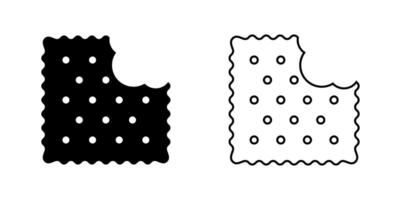Bitten cracker icons. Sweet or salty biscuit cookies in square shapes. Popular crunchy snacks isolated on white background. Treats for kids. graphic illustration vector