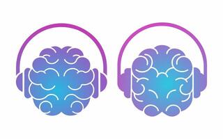Brain with Headphones Logo vector