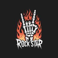 Skeleton hand with flames design vector