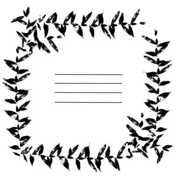 cuadrado marco hecho de mal impreso textura sucursales, con desgastado imprimir, sucio ilustración con rayas para escribiendo. modelo para cuadernos, cuadernos de bocetos como el principal página. negro en blanco vector