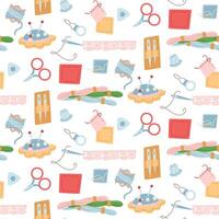 Colorful sewing supplies pattern design vector