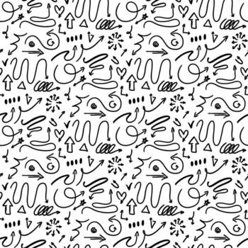 modelo de garabatear flechas, elementos. flechas, señales en diferente direcciones. bosquejo diseño de bocetos para negocio planes y educación. embalaje de elementos con marcadores, tinta, dibujado a mano abstracciones vector