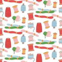 Colorful pattern of thread spools and yarn vector