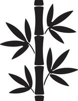 Elegant Bamboo Stalk with Leaves Silhouette, Symbol of Strength and Flexibility for Design Projects vector