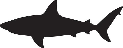 Shark silhouette swimming in ocean depths, design for logo or icon, marine wildlife vector