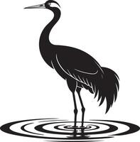 Elegant crane standing gracefully in rippling water, a symbol of serenity and natural beauty vector