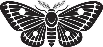 Elegant black and white moth illustration, a decorative element, perfect for design projects vector