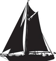 Elegant silhouette of a classic sailing yacht, nautical adventure on the open sea, maritime travel vector