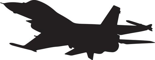 Silhouette of modern military fighter jet flying, symbol of aviation and air power vector