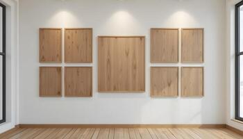 Modern Art Frame Grid with Wooden Panels photo