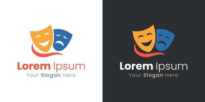 Theater Masks Emblem Representing Comedy and Tragedy in Artistic Performance and Creative Expression vector
