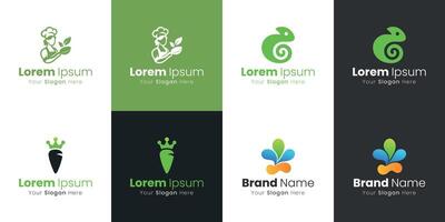 Diverse Logo Designs Showcasing Culinary Art Nature and Abstract Concepts for Brand Identity vector