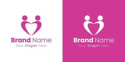 Abstract heart formed by two stylized people holding hands creating a unique logo design vector