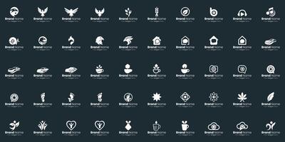Collection of Diverse Corporate Identity Logo Designs Showcasing Abstract Shapes and Symbolic Imagery vector