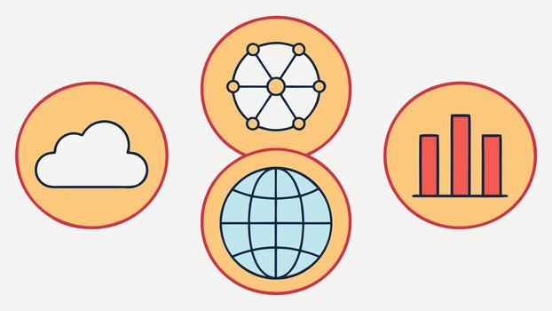 Financial technology Collection of technology and data icon set for digital applications vector