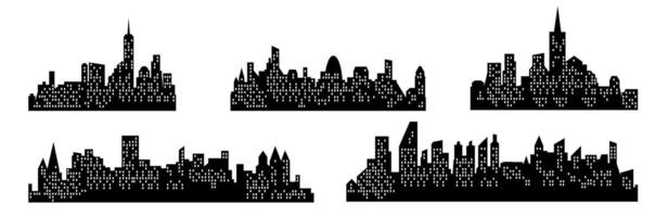 Drawing of city skyline buildings. City background in the evening. vector