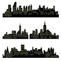 City background in the evening. Drawing of city skyline buildings. vector