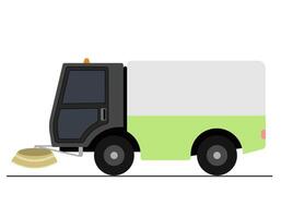 Street cleaning machine at work in the city. Concept of a modern urban vehicle for public works. vector