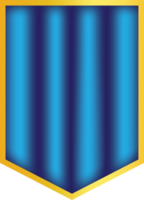 Golden Framed Blue Patterned Shield with Vertical Gradient Stripes png