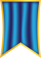 Elegant Blue Banner Ribbon with Golden Border and Smooth Silk Texture. png